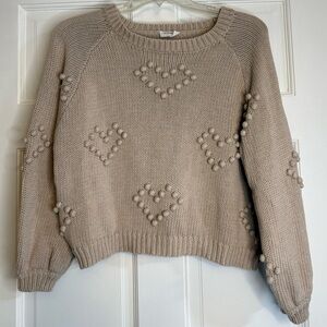 Storia Pullover Women’s Heart Pom Pom Sweater